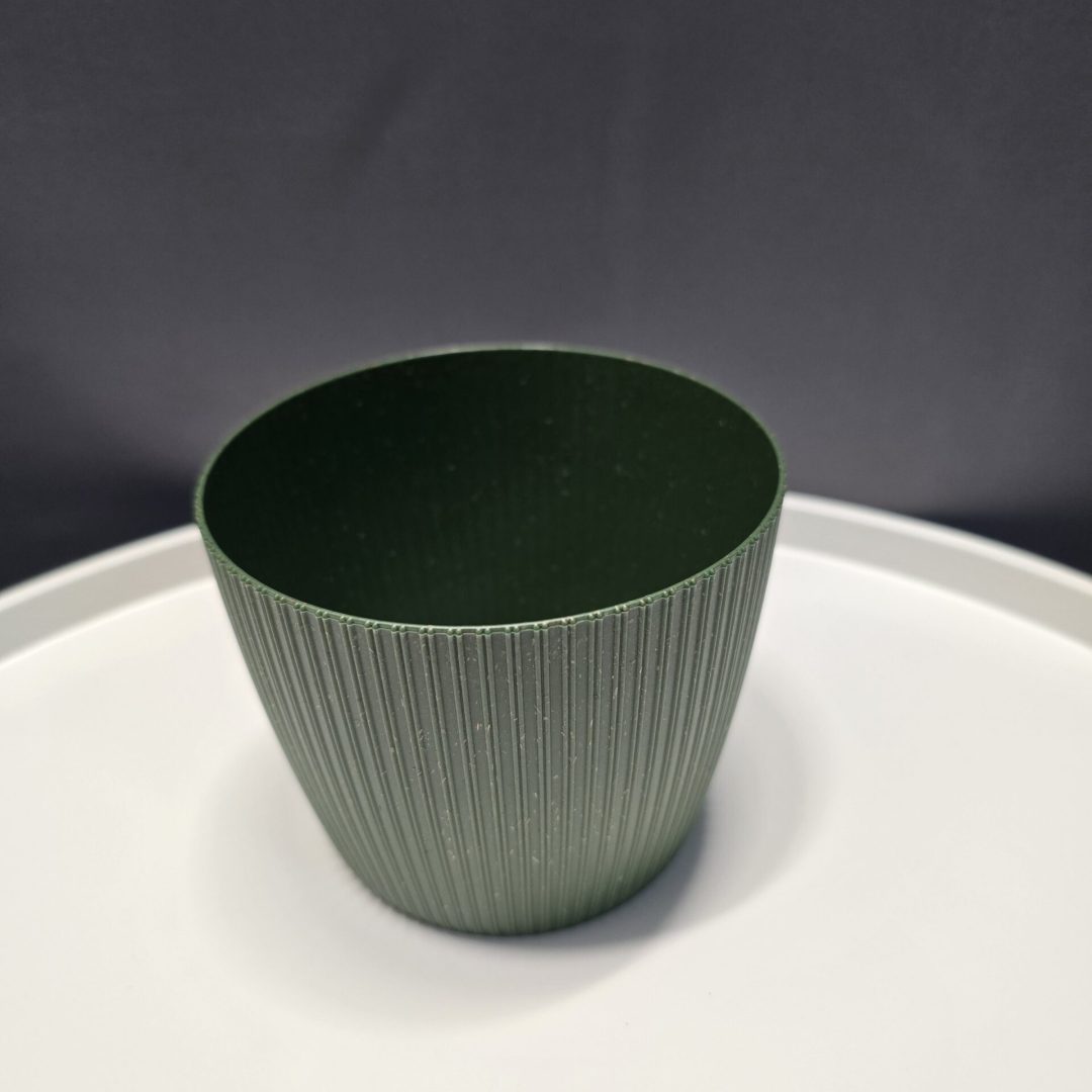 Bordázott műanyag virágkaspó - Sötétzöld