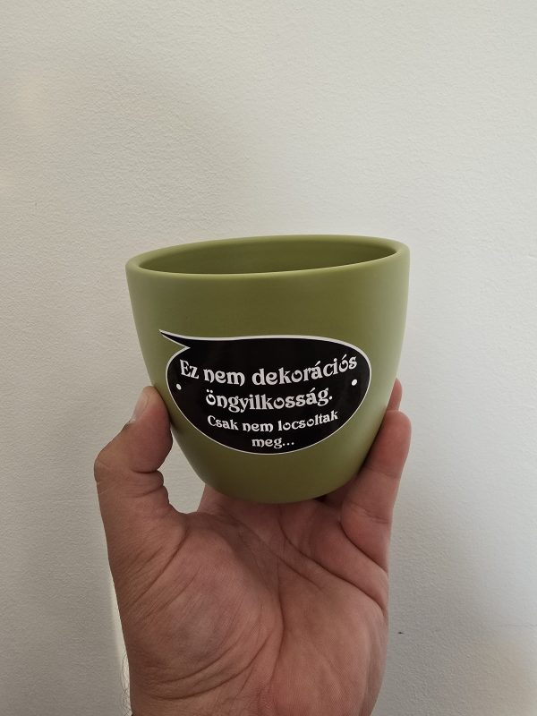 Zöld kerámia kaspó felirattal 10cm⊘